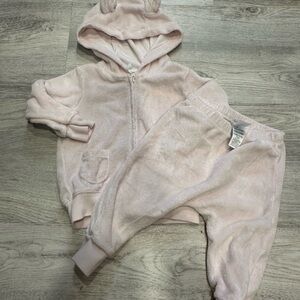 Carter's Plush Hooded Jacket and Pants Set in Light Pink